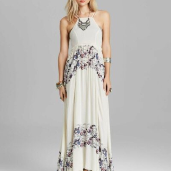 Rare Free People Babydoll White Floral Bohemian Maxi Slip Dress - Picture 1 of 14